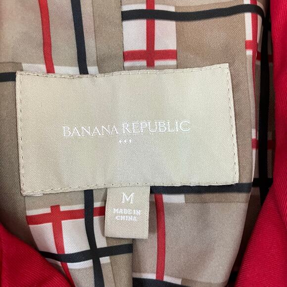 Banana Republic Red Double Breasted Trench Coat Women’s Medium Belted Lined - Picture 3 of 8